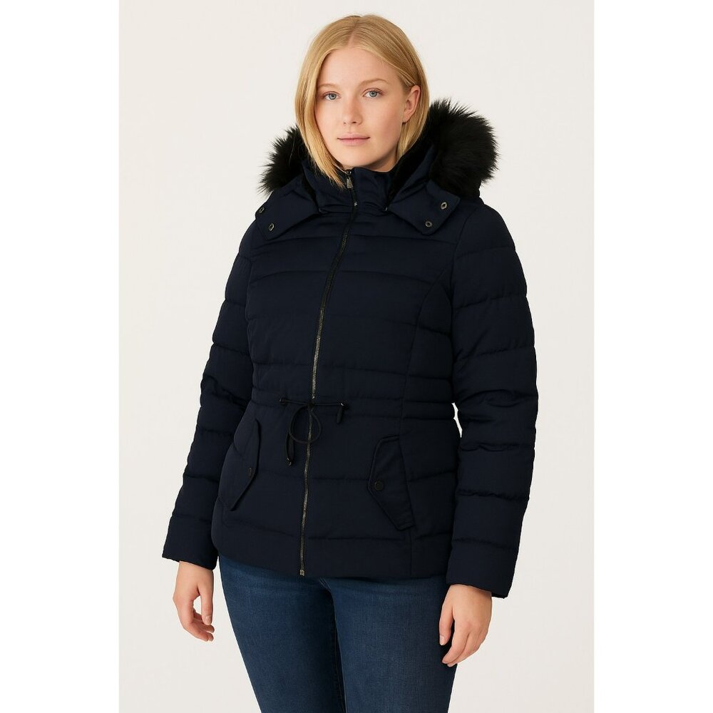 ZARA Black Wind Protection Down Puffer Jacket Winter Coat Size XS EUC